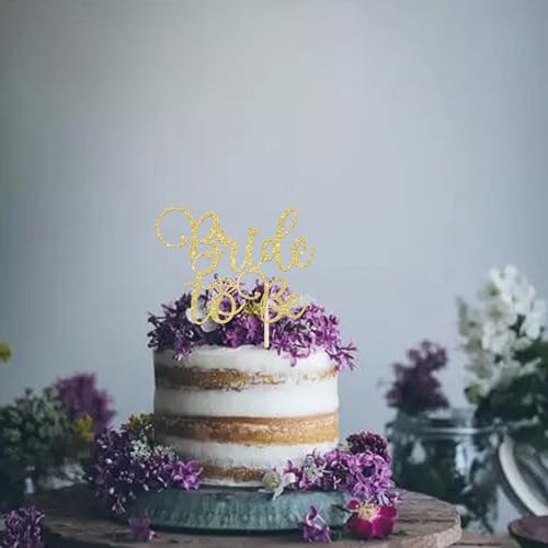 Bride to Be Cake Topper Gold Glitter Ring for Bridal Shower Wedding