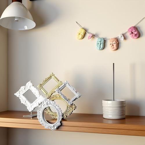 Mini Multicolor Resin Photo Frame Ornaments - Set of 4