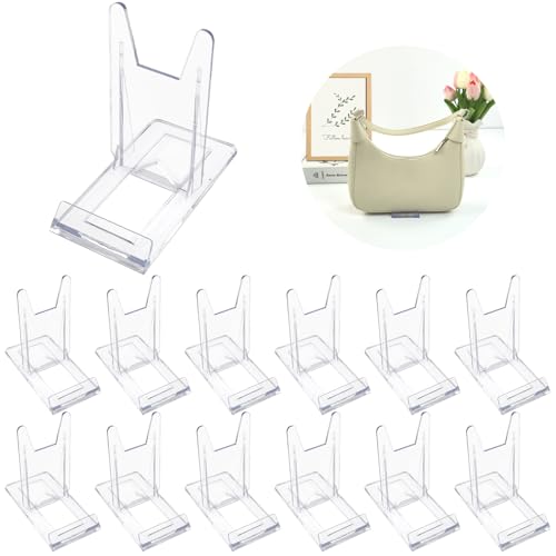 12-Set Adjustable Clear Acrylic Purse Display Stand for Handbags