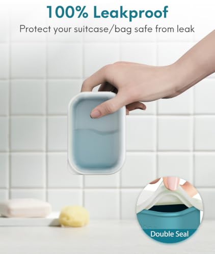 Quatish Compact Leakproof Silicone Travel Soap Case - Bluegreen