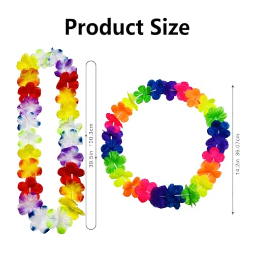 9 Count Rainbow Hawaiian Leis Set – Tropical Party Decorations