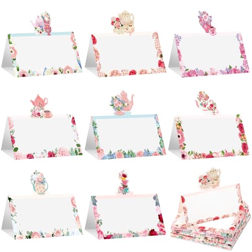 48 Pcs Tea Party Place Cards - Floral Decorations for Celebrations