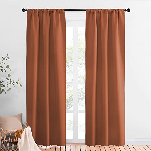 NICETOWN Burnt Orange Blackout Curtains 34x84 Inches, Pack of 2, Thermal Insulated Drapes
