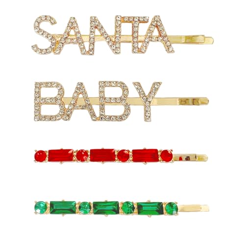 Arogheiz 4 Pcs Christmas Rhinestone Hair Clips Crystal Bobby Pins