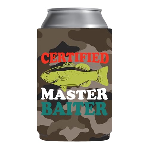Certified Master Baiter Can Sleeve | Funny Collapsible Cooler for Beer & Soda