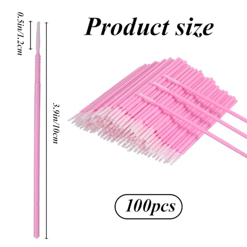 Exircy 200 Pcs Disposable Micro Applicator Brushes for Eyelash Extensions Pink