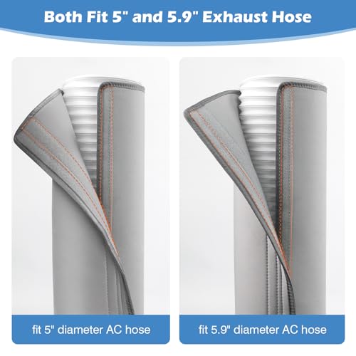 Styleeasy Portable AC Hose Insulation Sleeve - Light Gray, Fits 5" to 5.9"