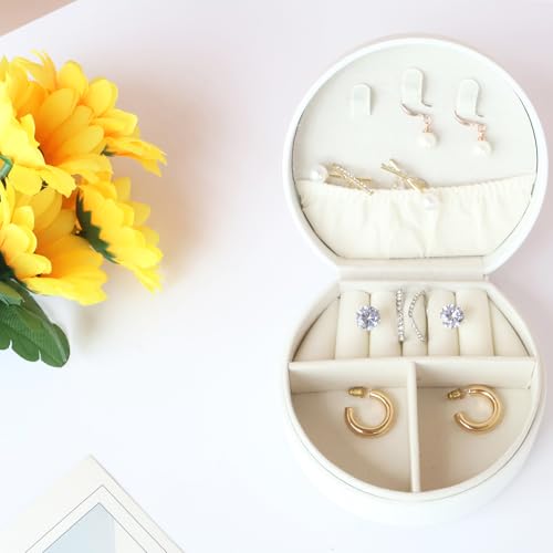 Personalized Travel Jewelry Case with Golden Initial - Elegant Half-Moon Design