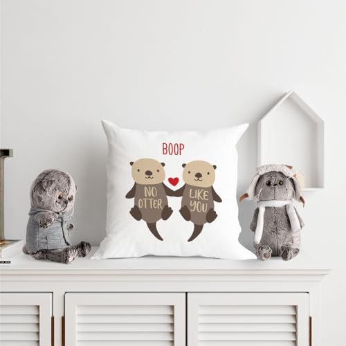Otter Throw Pillow Cover 18x18, Decorative Flannel Pillow Case for Gifts