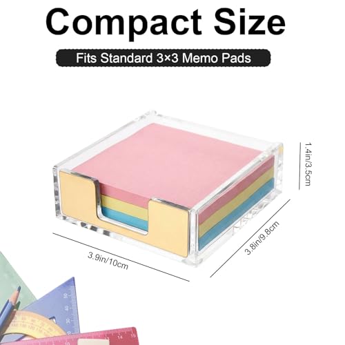 Gold Acrylic Sticky Note Holder - 3x3 Desk Memo Pad Dispenser (Style 1)