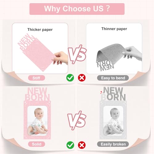 1st Birthday Photo Banner - Light Pink Decorations for Milestones