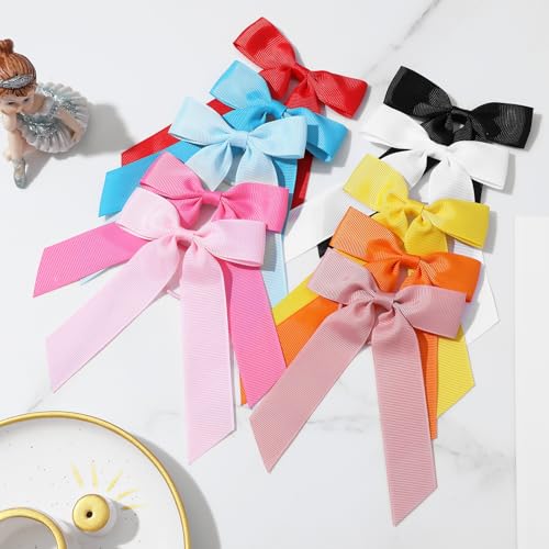 Grevosea 10 Pcs Hair Ribbons Bow Hair Ties Elastic Ponytail Holders