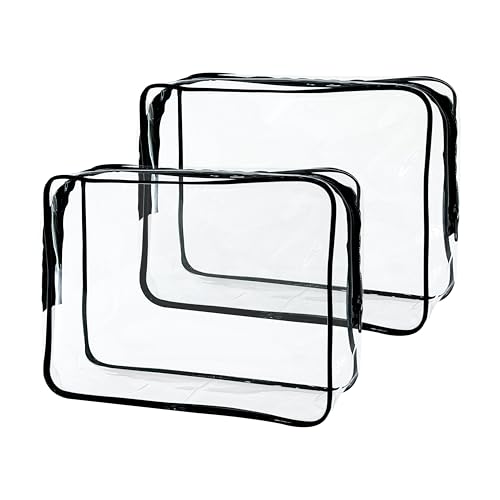 2-Pack Large Clear TSA Approved Toiletry Bag & Makeup Pouch