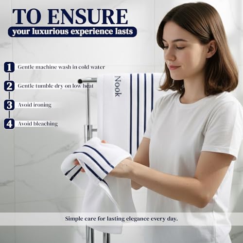 Hzesyd Oversized Turkish Cotton Hand Towel - 20x39 Inch White Luxury Towel