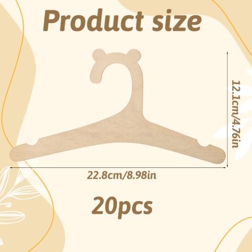 Wooden Baby Clothes Hangers with Bear Ears Design - 20 Pack