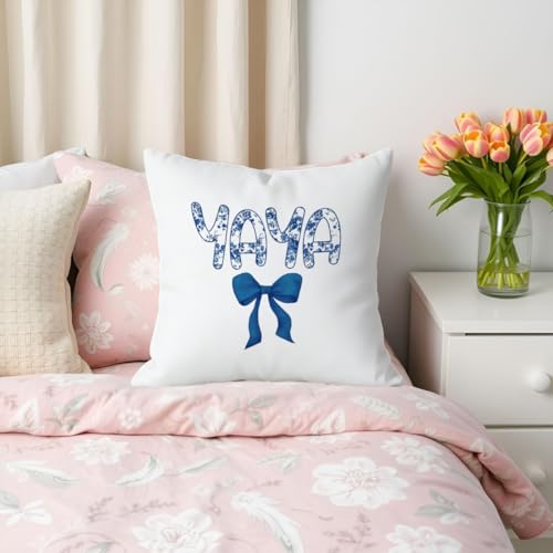 Yaya Mother's Day Pillow Covers 18x18 - Flannel Floral Decor