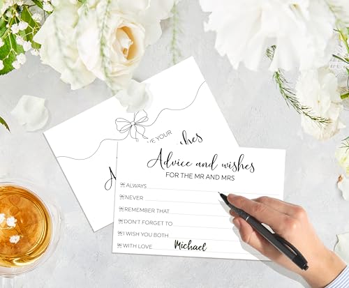 Minimalist Wedding Advice Cards & Wishes for Mr and Mrs - 25 Pack