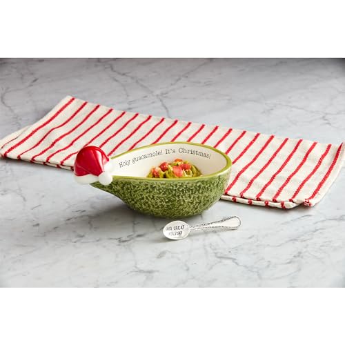 Christmas Guac Tidbit Set with Avocado-Shaped Dish and Silverplate Spoon