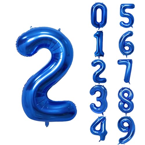 40-Inch Dark Blue Foil Number 2 Balloon for Parties