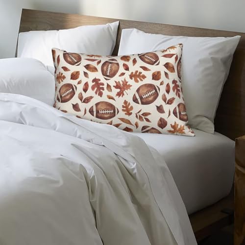 Sorktse Fall Throw Pillow Covers, 12x20 Pumpkin Football Maple Leaf Set of 2