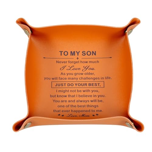 To My Son Inspirational Leather Tray - Gifts from Mom for College
