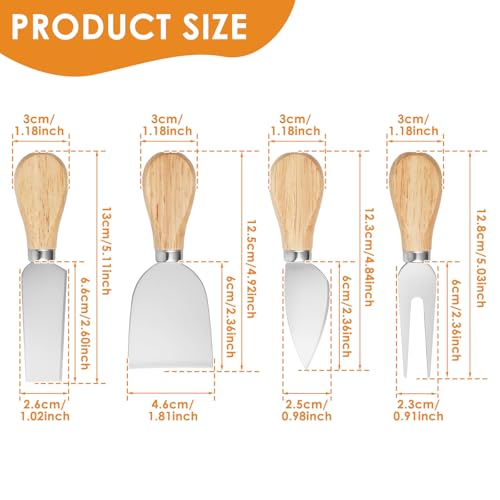 16-Piece Cheese Knife Set with Wooden Handles - Stainless Steel Kitchen Utensils