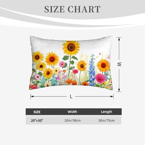 Sunflower Floral Pillowcase Sham 20x30 Inch for Queen Bed