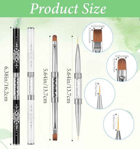 Thrymme Hard Gel Nail Brushes, 2 Pcs Dual-Ended Builder Gel Tools