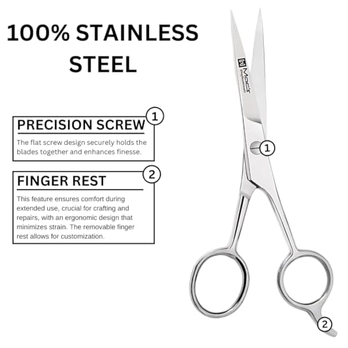 Macs Professional 6.5 Inch Hair Cutting Scissors, Stainless Steel Barber Shears