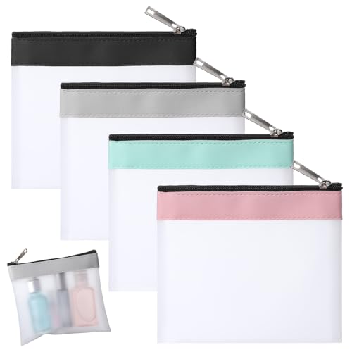 LXUEJIE 4Pcs Mini Clear Makeup Bag Small Waterproof Zipper Pouch Set