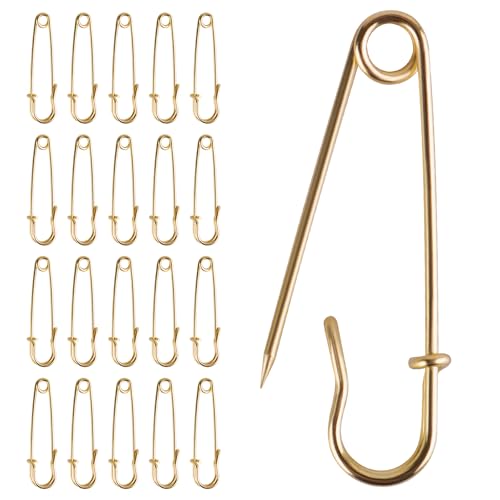 Heavy-Duty 2-Inch Gold Safety Pins - 20 Pack for Crafts & Clothing