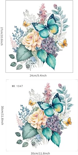 Peony Butterflies Toilet Stickers - Waterproof Self-Adhesive Decals