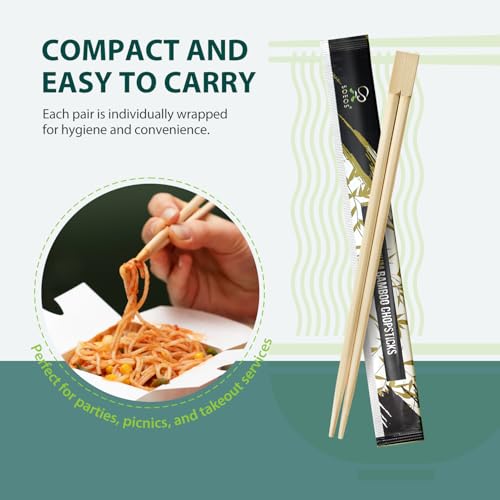 Soeos 9 Inch Premium Disposable Bamboo Chopsticks - 500 Sets