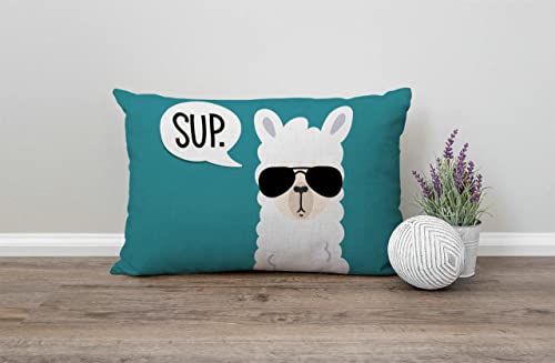 Funny Llama Lumbar Throw Pillow Cover 12x20 Inch - Decorative Cushion Case