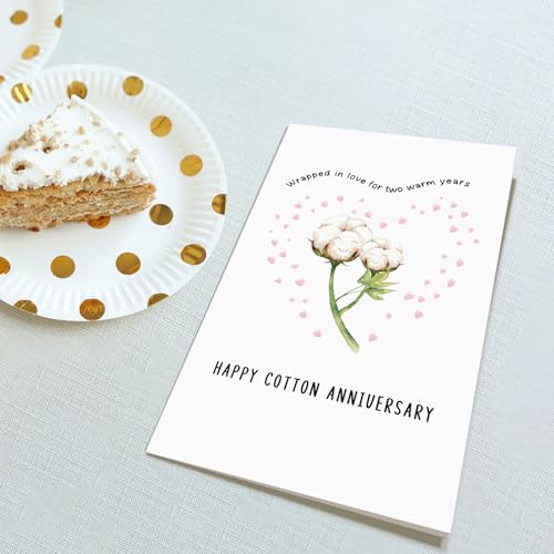 Happy 2-Year Anniversary Card for Him/Her - Cute Cotton Design
