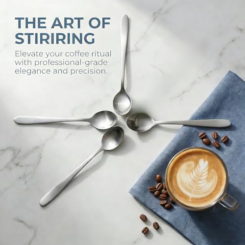 JUNKEBO 4PCS Long Handle Coffee Spoons - 7.1" Stainless Steel Set