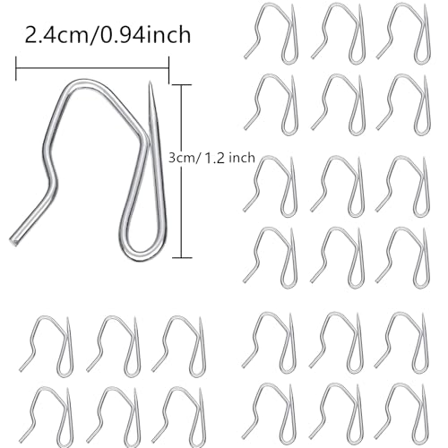 Heavy-Duty Metal Curtain Hooks - 1.2 Inch Rustproof Zinc (60 Pack)