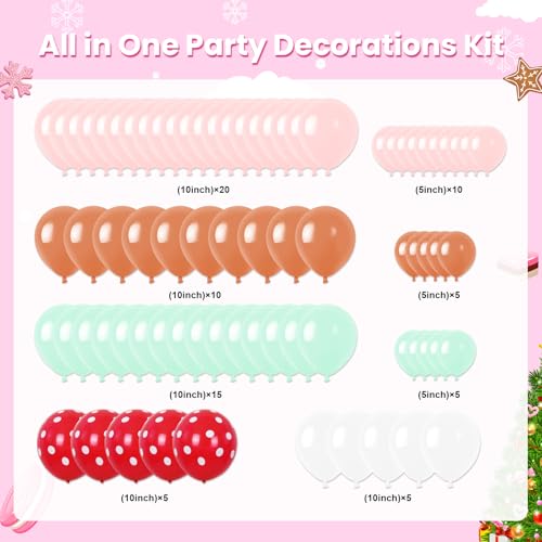 Pink Gingerbread Christmas Party Decorations Kit - Banners, Plates, Balloons & Napkins
