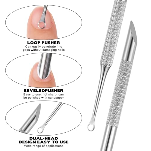 Metal Cuticle Pusher and Scraper Tool with 5 Sandpaper Sheets