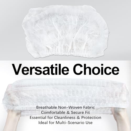MAQIHAN White Disposable Bouffant Caps - 24" Hair Nets for Food Service