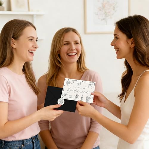 Whaline 12 Pcs Bridesmaid Proposal Cards Set with Envelopes