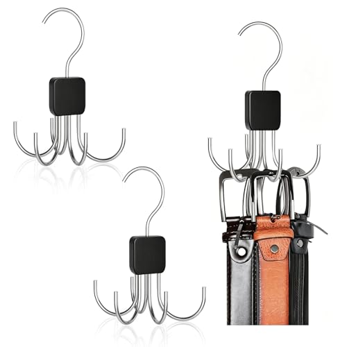Hekmaden 360° Rotating Belt Hanger & Closet Organizer - 2 Pack