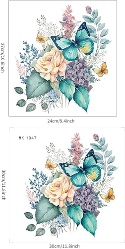 Peony Butterflies Toilet Lid Decals - 2-Piece Waterproof Set