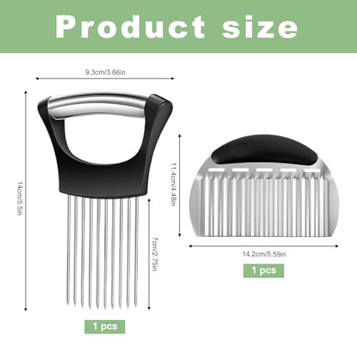 Stainless Steel Onion Holder Slicer & Crinkle Cutter for Kitchen