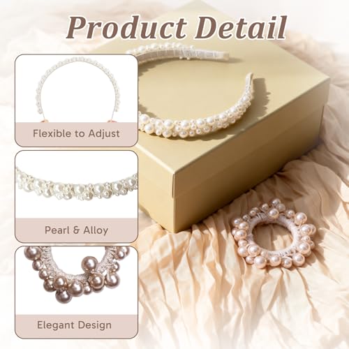 Pearl Headband and Hair Tie Set Elegant Wedding Hair Accessories