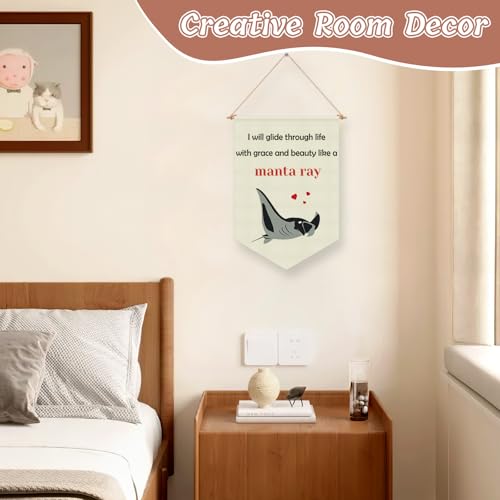 Ocean Animal Wall Banner Linen Hanging Flag for Kids Room and Playroom Decor