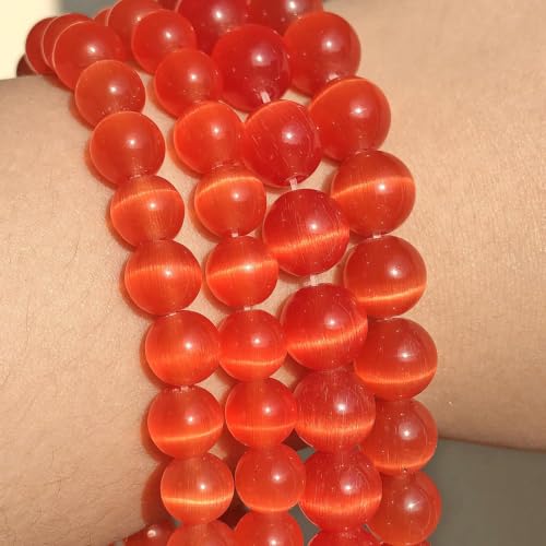 Red Cat Eye Stone Beads 8mm for Jewelry Making and Crafts