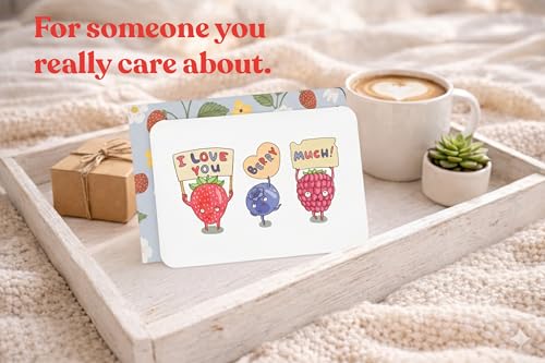 I Love You Berry Much Card with Envelope - Funny Anniversary & Birthday Card