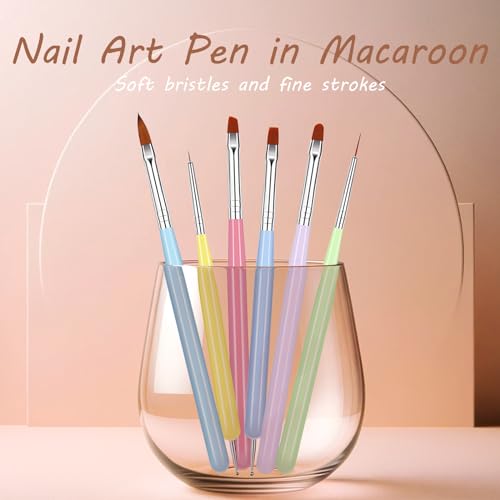 Kootinn 6-Piece Nail Art Brush Set and Gel Design Pen Tool Kit