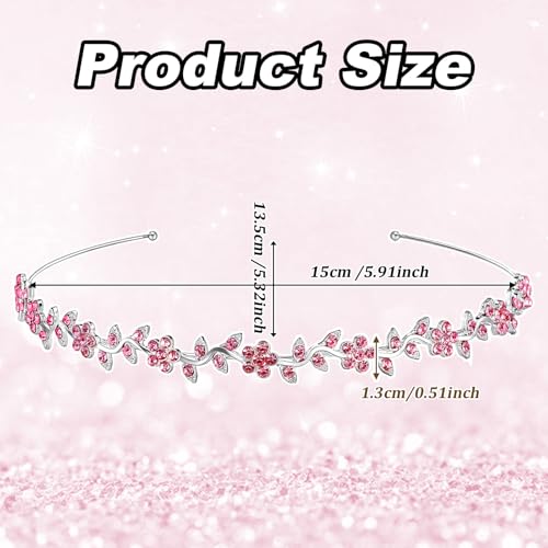 Pink Rhinestone Plum Blossom Wedding Headband Bridal Hair Accessory